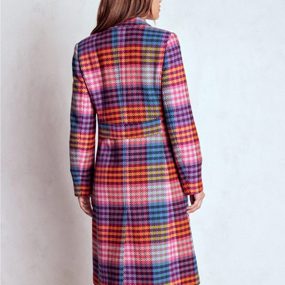 Boden Colorful Plaid Long Coat
